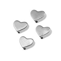 Perline in acciaio inox, Cuore, placcato color argento, 5x7x3mm, Venduto da PC