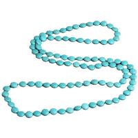 Turquoise geansaí Necklace Slabhra, Turquoise sintéiseach, snasta, gorm, 18mmx7mm,12mmx5mm,14mmx6mm,46cm,116cm, Díolta De réir Snáithe