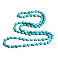 Turquoise geansaí Necklace Slabhra, Turquoise sintéiseach, snasta, dathanna níos mó le haghaidh rogha, 1140mm, Díolta De réir Snáithe