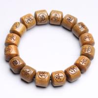 grüne Sandelholz Buddhistische Perlen Armband, geschnitzt, Sienaerde gelb, 10mm, verkauft von Strang