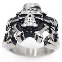 Titantium Steel Finger Ring, Titanium Steel, Koponya, csiszolt, különböző méretű a választás & az ember, 25x20mm, Által értékesített PC