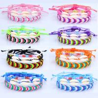 Moda criar pulseiras de fio de cera, concha, with Fio de cera, banhado, joias de moda & unissex, Mais cores pare escolha, 15-30cm, vendido por Strand