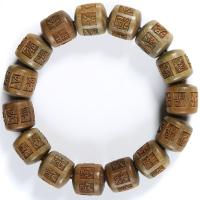 grüne Sandelholz Armband, geschnitzt, buddhistischer Schmuck, braun, 15mm, verkauft von Strang