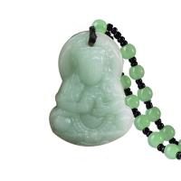 Szklany naszyjnik, Lampwork, imitacja Mashan jade, zielony, 34.50x46.50mm, sprzedane przez Strand