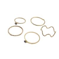 Zinklegering Ring Set, Zinc Alloy, plated, 5 stuks & met strass, gouden, 10mm, Verkocht door Stel