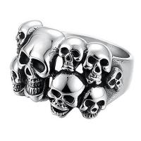 Titantium Steel fingerring, Titanium Stål, Skull, poleret, forskellig størrelse for valg & for mennesket, Solgt af PC