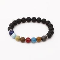 Gemstone Armbånd, Natursten, med Lava, poleret, flerfarvede, 8mm, Solgt af Strand