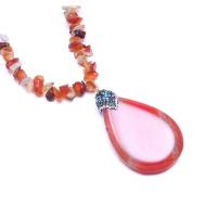 Agate κολιέ, Red Agate, με Φυσικό χαλίκι, με στρας, απατεώνων κόκκινο καρμίνιο, 800mm, Sold Με Strand