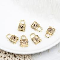 Cubic Zirconia Micro Pave Brass Pendant Lock gold color plated micro pave cubic zirconia Sold By PC