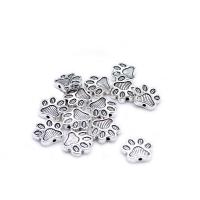 Perline in lega di zinco, lega in zinco, bear Paw, placcato color argento, DIY, argento, 12x14x3.50mm, Venduto da PC