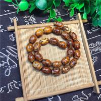 Naturlige tibetanske Agate Dzi Beads, Tibetansk agat, Drum, poleret, buddhistiske smykker, brun, 12x16mm, Solgt af Strand