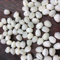 Natural White Shell Kralen, Bloem, Gesneden, DIY, wit, 7x10mm, Verkocht door PC