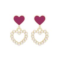 Zinc Alloy Drop Earring, Heart, mode smykker & for kvinde & hule, nikkel, bly & cadmium fri, 20x35mm, Solgt af par