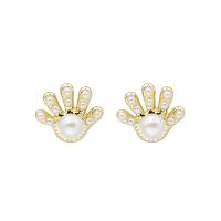 Zinklegering oorknoppen, Zinc Alloy, Hand, mode sieraden & voor vrouw, nikkel, lood en cadmium vrij, 15x13mm, Verkocht door pair