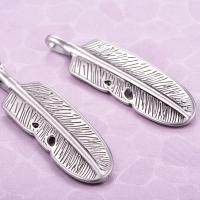 titanium Vedhæng, Titanium Stål, Feather, Salve, du kan DIY, flere farver til valg, 50x15x4mm, Solgt af PC