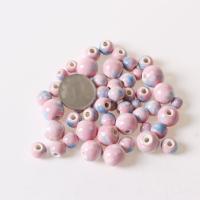 Glazed Porcelain Beads Round DIY pink Sold By Bag