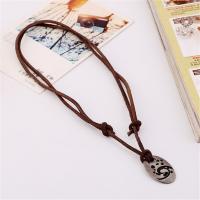 PU Leather Cord Necklace Zinc Alloy with PU Leather Adjustable & fashion jewelry & handmade & Unisex brown nickel lead & cadmium free 40-43cm*2 0.3cm Sold By Strand