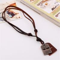 PU Leather Cord Necklace Zinc Alloy with PU Leather Adjustable & fashion jewelry & handmade & Unisex brown nickel lead & cadmium free 35-40cm*2 0.4cm Sold By Strand