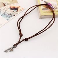 PU Leather Cord Necklace Zinc Alloy with PU Leather Adjustable & fashion jewelry & handmade & Unisex brown nickel lead & cadmium free 40-43cm*2 0.3cm Sold By Strand