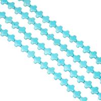 Χάντρες Turquoise, τυρκουάζ, Σταυρός, γυαλισμένο, DIY, 10x10x10mm, Sold Per Περίπου 15 inch Strand