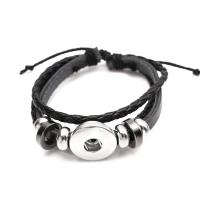 Chunk pulsera Button, Cuero sintético, hecho a mano, Negro, 20mm, Vendido por Sarta