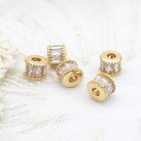 Χάντρες Brass Spacer, Ορείχαλκος, Κύκνος, 18K επιχρυσωμένο, μικρο ανοίξει κυβικά ζιρκονία, 7x7x5.60mm, Sold Με PC