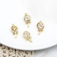 Цирконий Micro Pave латунь подвеска, Латунь, Леденец, 18K позолоченный, инкрустированное микро кубического циркония, 9x18.50mm, продается PC