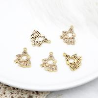 Цирконий Micro Pave латунь подвеска, Латунь, Кошка, 18K позолоченный, инкрустированное микро кубического циркония, 12.50x16mm, продается PC