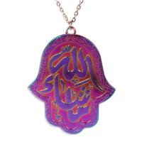 Colar de jóias de liga de zinco, mão Hamsa, platinado colorido, DIY & Vario tipos a sua escolha, Mais cores pare escolha, níquel, chumbo e cádmio livre, 62x47x2mm, comprimento 17.716 inchaltura, vendido por PC