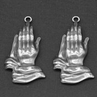 Rostfritt stål Smycken Hängen, Rostfritt stål Hänge, Hand, silver pläterad, 37x21x4mm, Säljs av PC