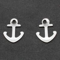 Rostfritt stål Smycken Hängen, Rostfritt stål Hänge, Anchor, silver pläterad, 14x9x1mm, Säljs av PC