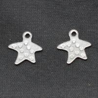 Rostfritt stål Smycken Hängen, Rostfritt stål Hänge, Star, silver pläterad, 11x10x1mm, Säljs av PC