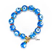 Evil Eye Biżuteria Bransoletka, Kryształ, Złe oko, Capri Blue, 12mm, sprzedane przez Strand