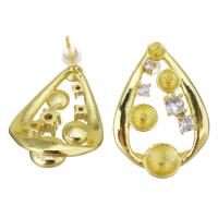 Messing Earring Bericht, gold plated, micro pave zirconia, 18x26x17mm,1mm,3.5mm,4mm,5mm,6mm, Verkocht door pair