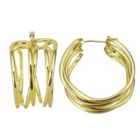 Messing oorringen, roestvrij staal oorbel bericht, gold plated, multilayer, 15x28mm, Verkocht door pair