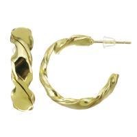 Laiton Anneau d'oreille, acier inoxydable puce boucle d'oreille, Placage de couleur d'or, 6x23mm, Vendu par paire