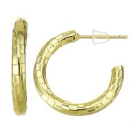 Brass Hoop Earring stainless steel post pin gold color plated Sold By Pair