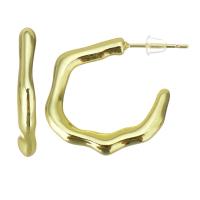 Laiton Anneau d'oreille, acier inoxydable puce boucle d'oreille, Placage de couleur d'or, 3x23mm, Vendu par paire