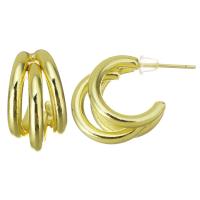 Boucle d'oreille Creole cerceau laiton, acier inoxydable puce boucle d'oreille, Placage de couleur d'or, creux, 11x17mm, Vendu par paire