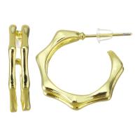 Brass Hoop Earring stainless steel post pin gold color plated hollow Sold By Pair