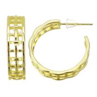 Brass Hoop Earring stainless steel post pin gold color plated hollow Sold By Pair