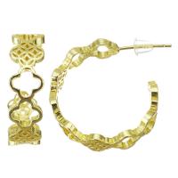 Messing oorringen, roestvrij staal oorbel bericht, gold plated, hol, 7x23mm, Verkocht door pair