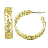 Messing oorringen, roestvrij staal oorbel bericht, gold plated, hol, 6x23mm, Verkocht door pair