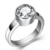 Bague acier titane, Placage de couleur argentée, normes différentes pour le choix & pavé de micro zircon & pour femme, argent, 9mm, Vendu par PC