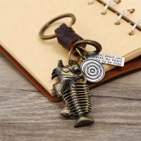 Zinc Alloy Key Clasp with PU Leather handmade & for man brown nickel lead & cadmium free Sold By PC