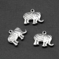 Edelstahl Tieranhänger, Edelstahl Anhänger, Elephant, silberfarben plattiert, 15x18x3mm, verkauft von PC