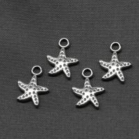 Rustfrit stål smykker Vedhæng, Stainless Steel, Starfish, sølvfarvet forgyldt, 17x13x2mm, Solgt af PC