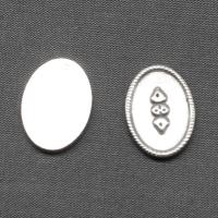 Stainless Steel smycken Cabochon, ROSTFRITT STÅL, ellips, silver pläterad, 18x14x2mm, Säljs av PC