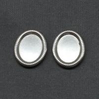 Rostfritt stål Cabochon Setting, ROSTFRITT STÅL, ellips, silver pläterad, 18x15x2mm, Säljs av PC