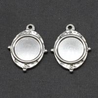 Stainless Steel Pendant Setting Ellipse silver color plated Sold By PC